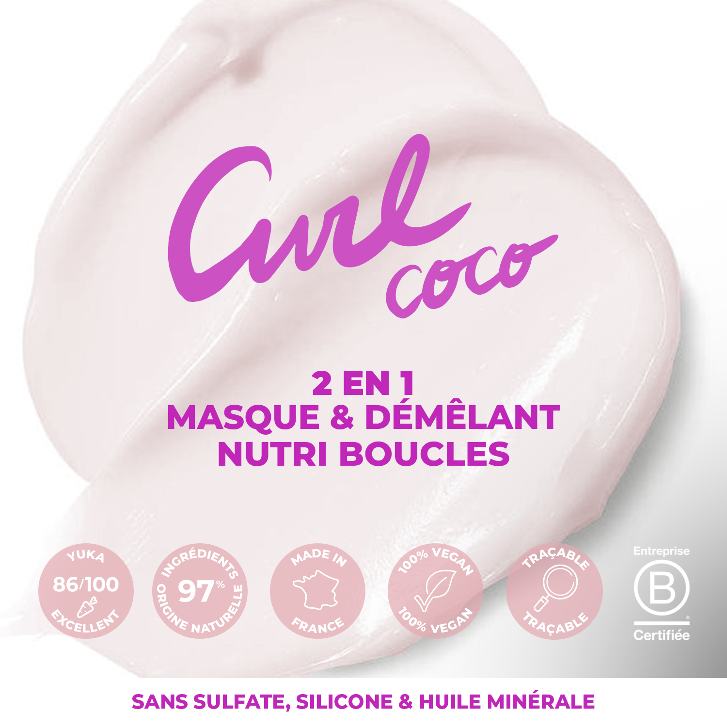 texture Curl coco 2 en 1 masque & démêlant nutri boucles