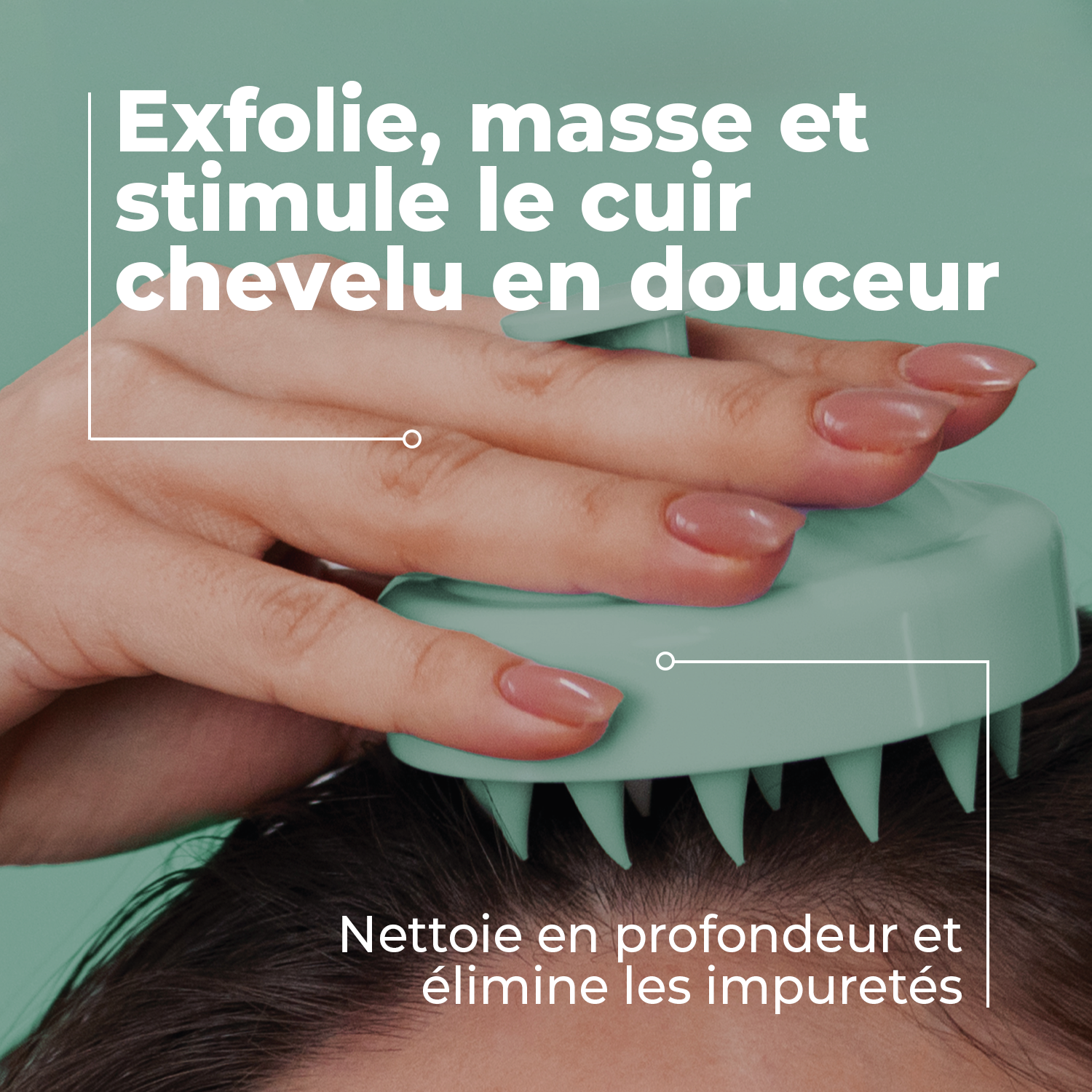 Brosse massante cuir chevelu sur crâne