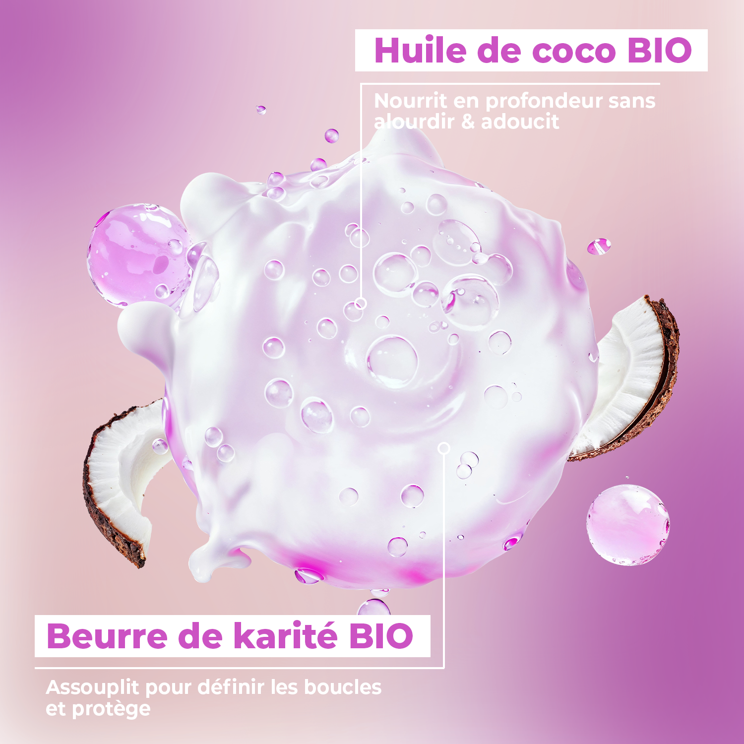 molécule et actifs star du Curl coco 2 en 1 masque & démêlant nutri boucles