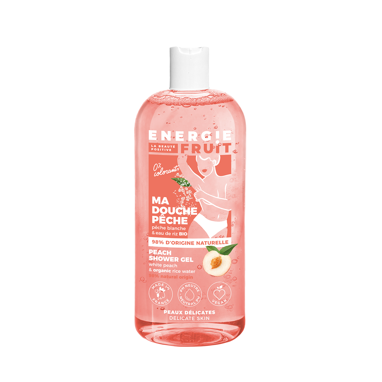Gel douche pêche blanche et eau de riz face