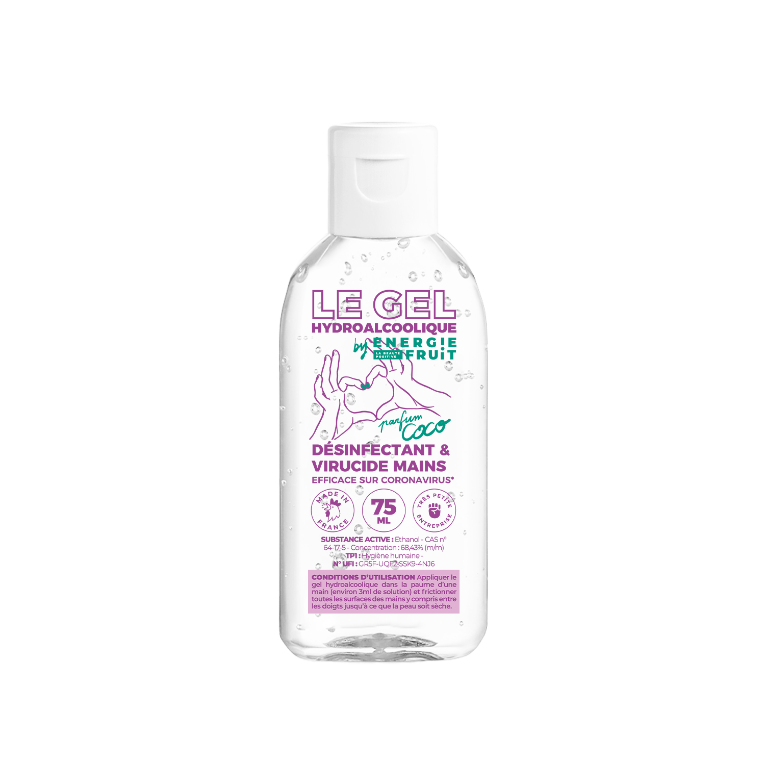 Gel hydroalcoolique parfum coco face