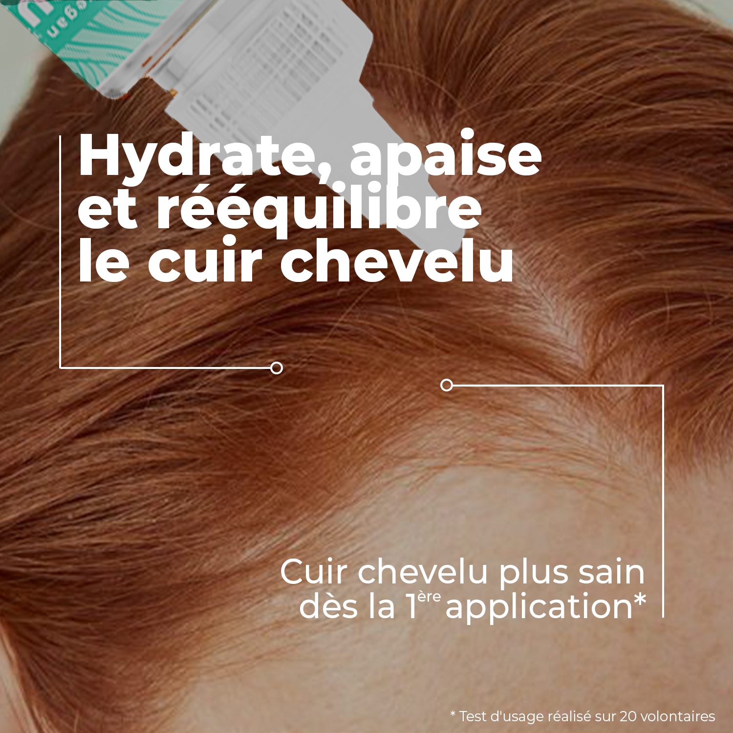 application du Sérum cuir chevelu hydra équilibrant centella asiatica et aloe vera 