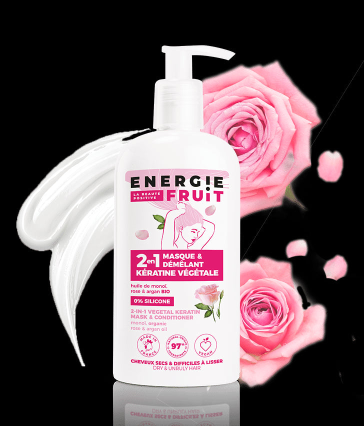 MASQUE KERATINE VEGETALE MONOÏ ROSE & HUILE D'ARGAN BIO