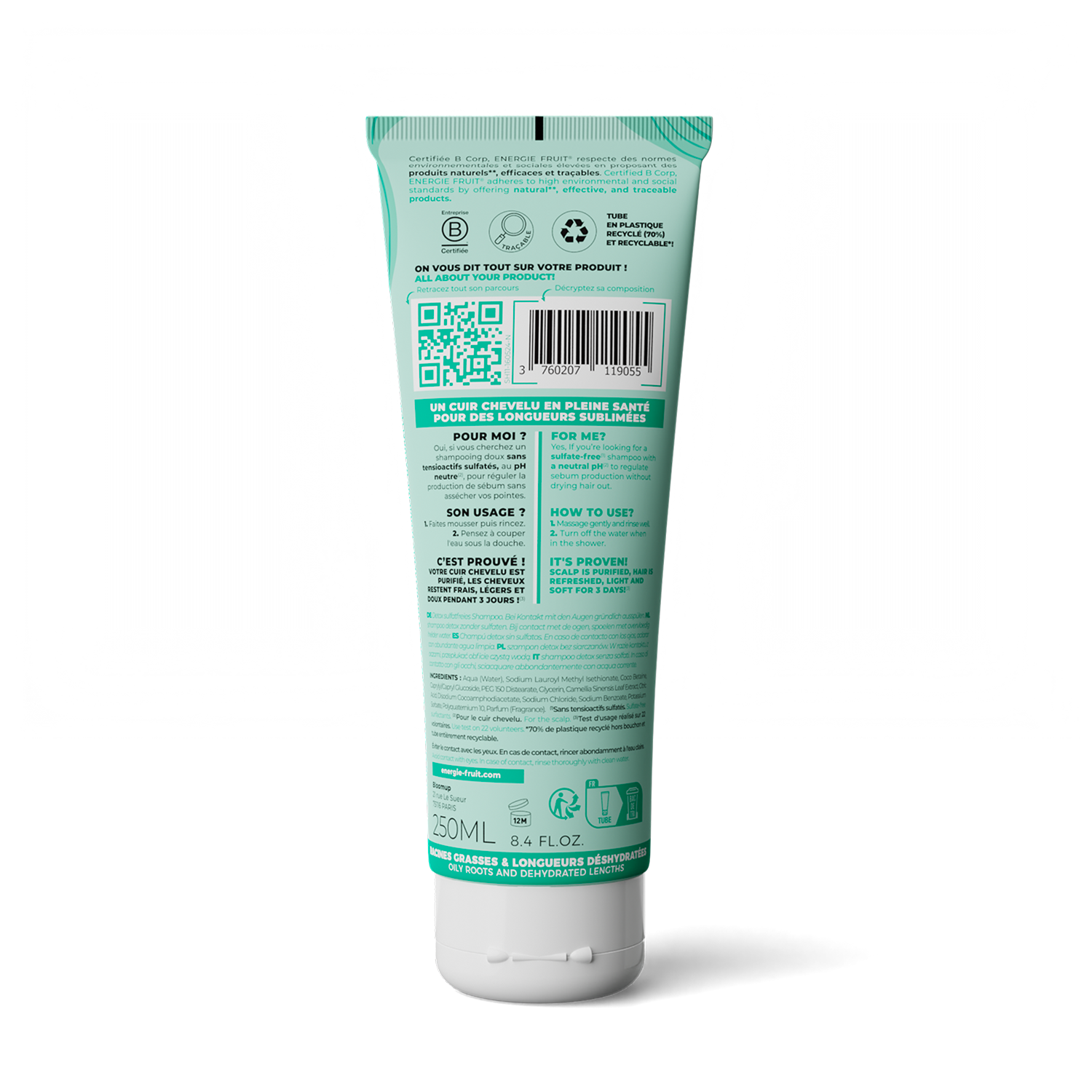 Sulfate-free detox shampoo - Green tea and Aloe Vera  Energie fruit