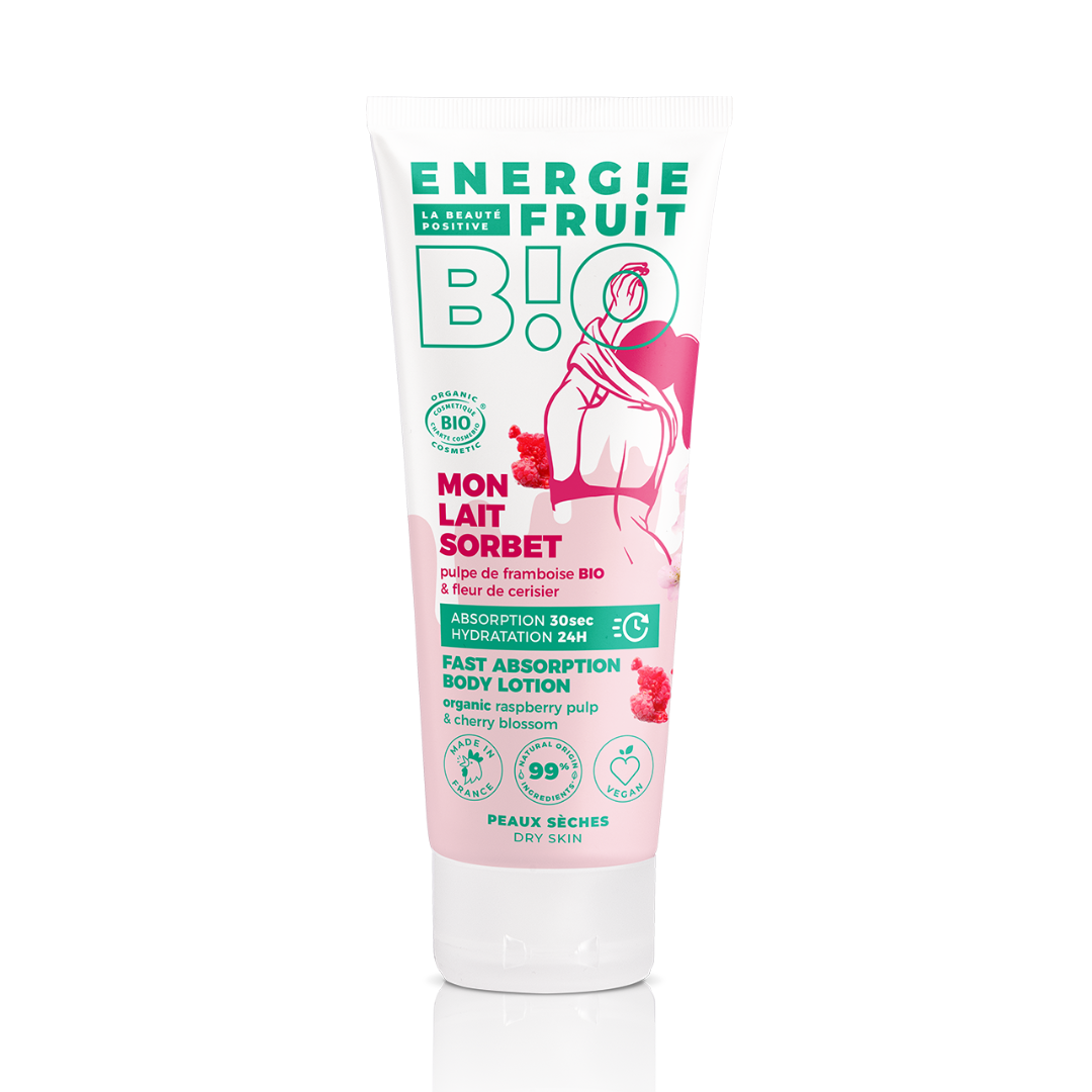 energie fruit LAIT CORPS SORBET FRAMBOISE CERTIFIÉ BIO PAR ECOCERT