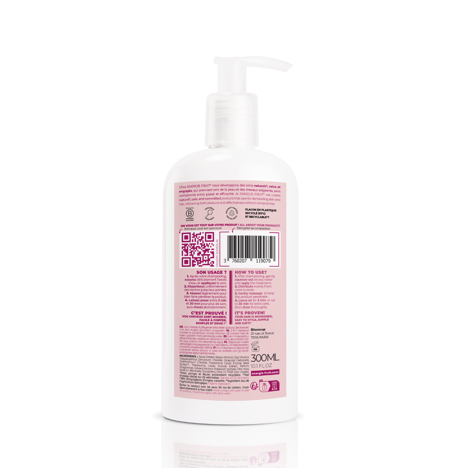 Curl cacao 2 en 1 masque et démêlant nutri frizz dos