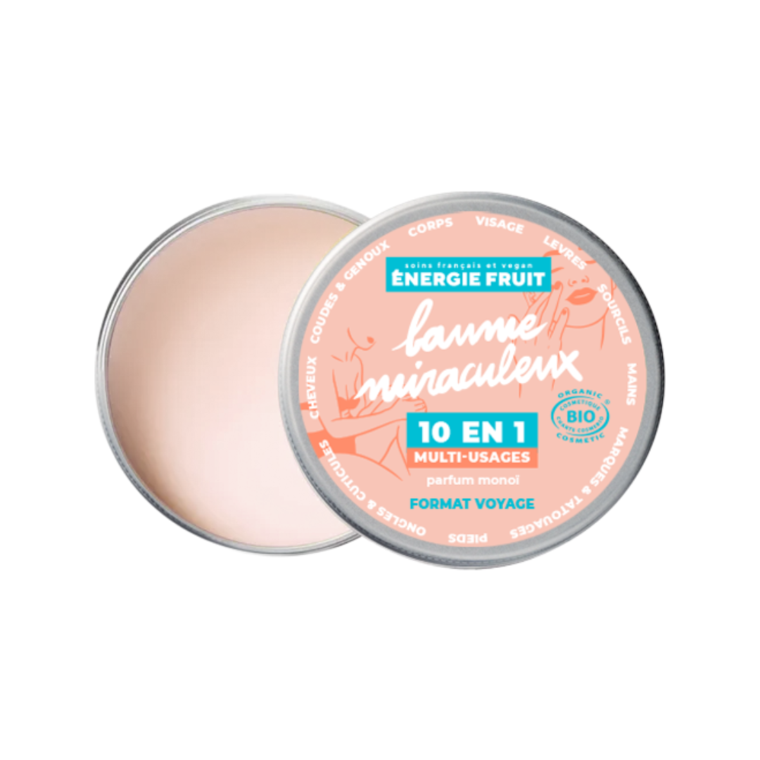 energie fruit BAUME MIRACULEUX 10-EN-1 CERTIFIE BIO PAR ECOCERT - FORMAT VOYAGE - MONOI