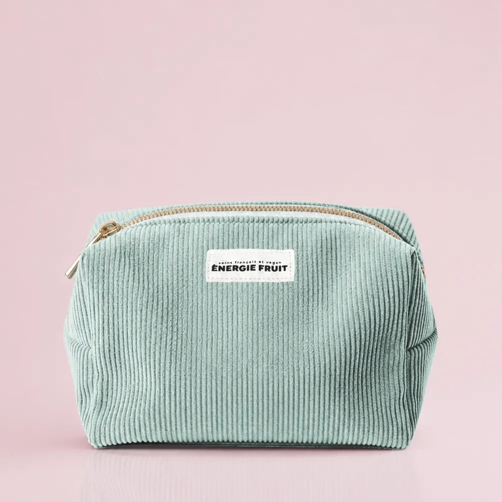 XXL VELVET TOILETRY BAG - PALE GREEN